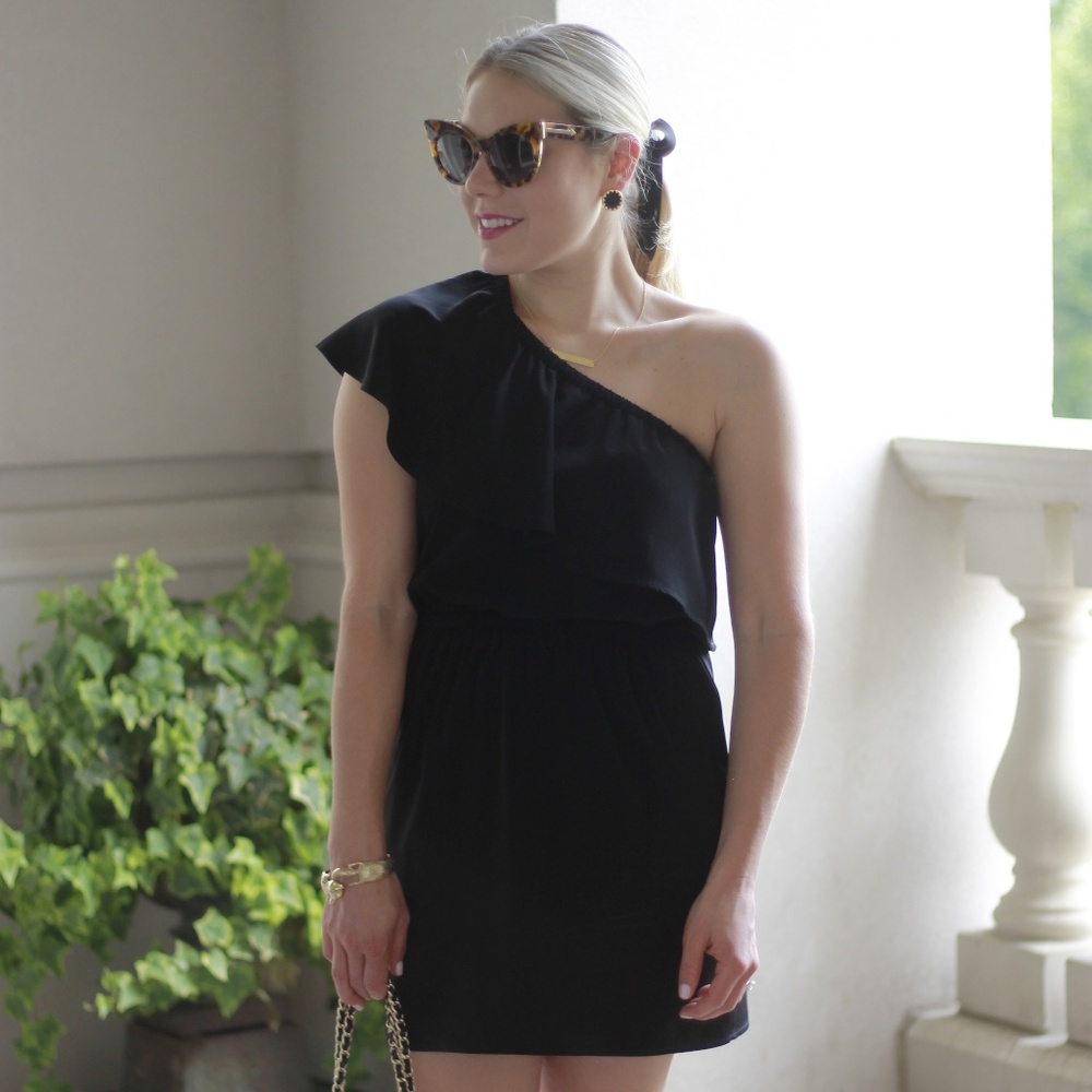 One Shoulder Black Mini Dress